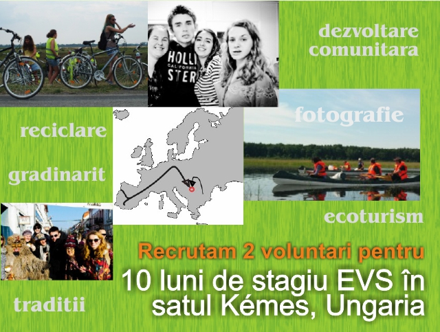 You are currently viewing Recrutăm 2 voluntari pentru un proiect EVS în Kemes, Ungaria