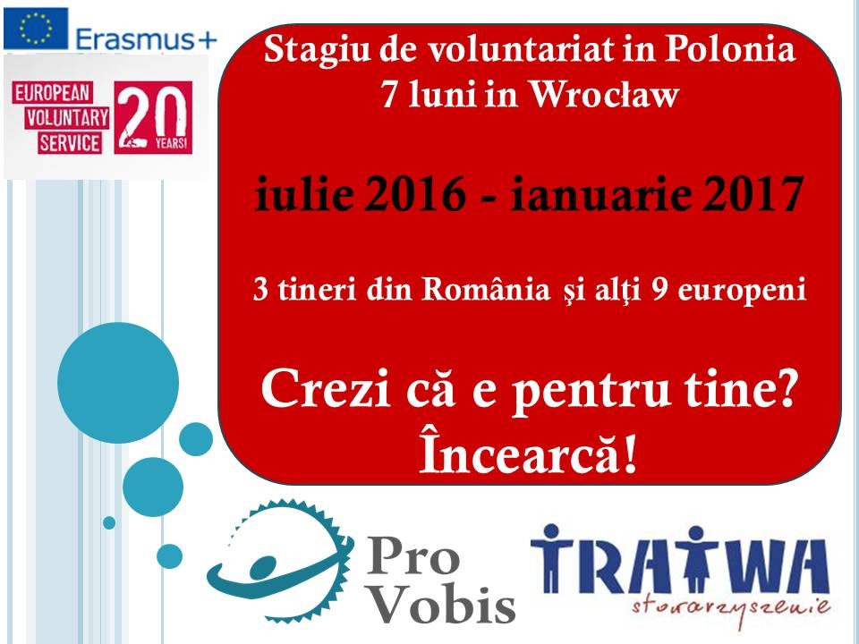 You are currently viewing Căutăm 3 voluntari EVS pentru proiectul Wrocław (Polonia) – Capitala Europeană a Culturii 2016